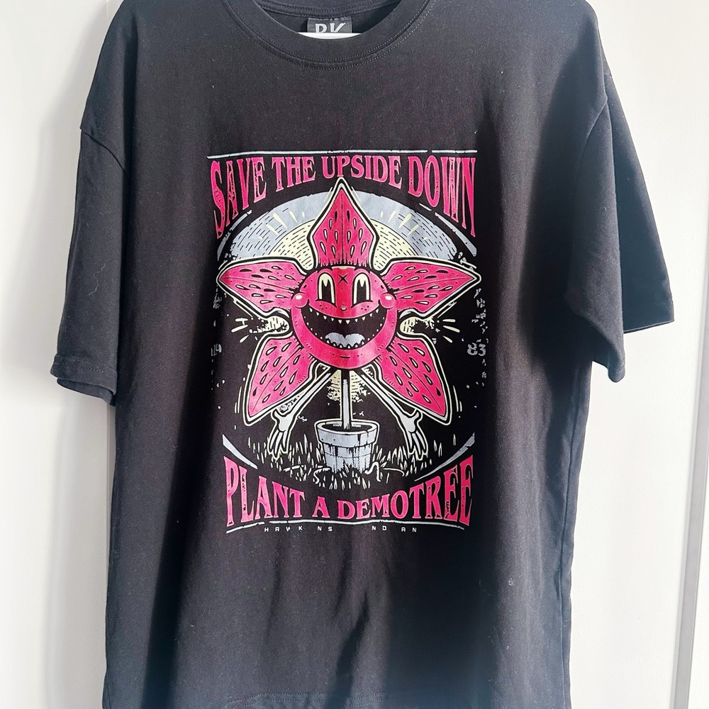 Men’s Black Graphic Plant a Demotree T-Shirt Street Casual